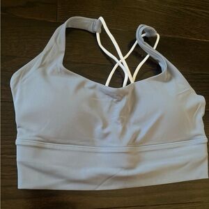 *2 for $20* Sports Bra in Gray-blue colour with Double-cross White Accent Straps
